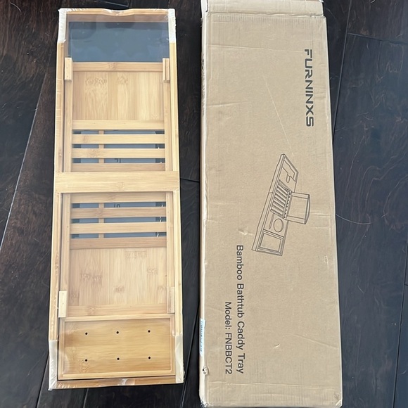 Bamboo boho Bathtub Caddy Tray NIB - Picture 2 of 10